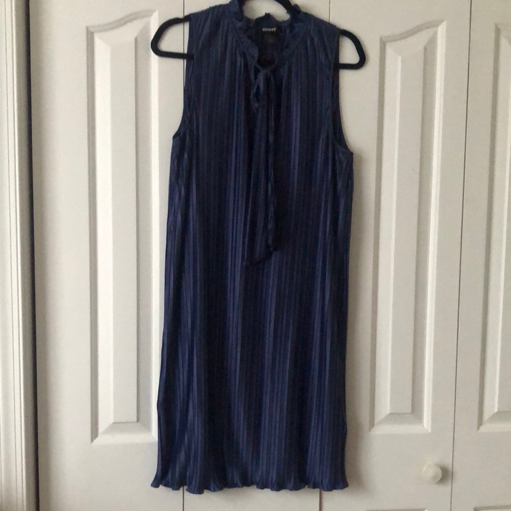 Dkny Blue Pleaded Blue Dress